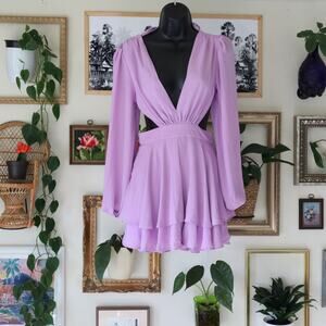 Women's Hello Molly Cold Rush Purple Open Back Deep V Romper Size XS
